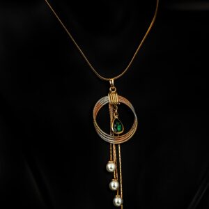 Half set made of copper metal with gold plating and synthetic Gibson stone